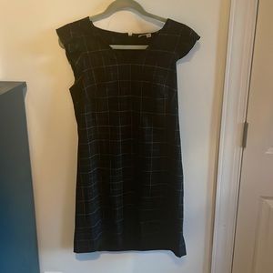 LOFT windowpane flutter sleeve shift dress